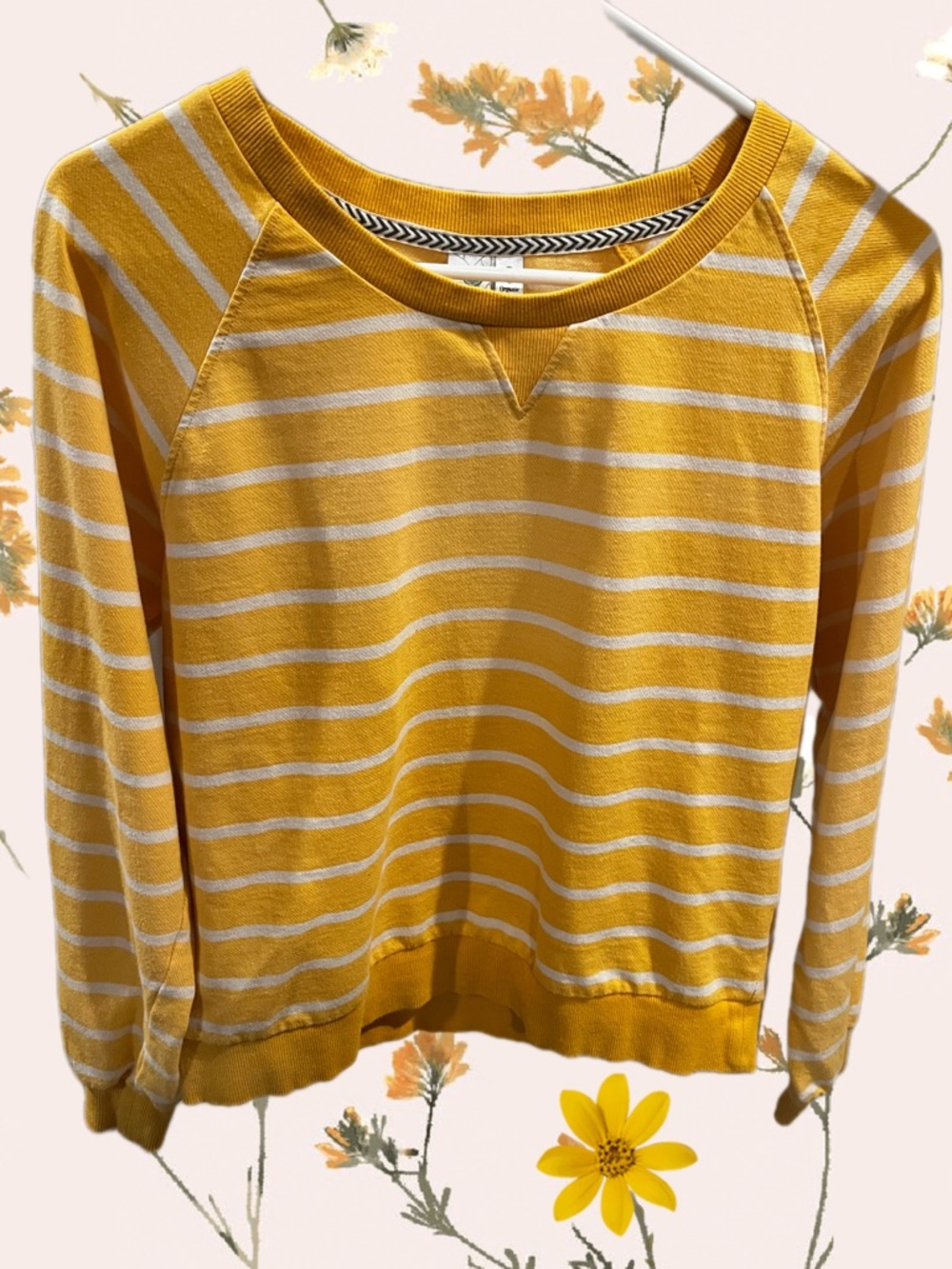 Aventura Savita Yellow and White Striped Crewneck Sweatshirt